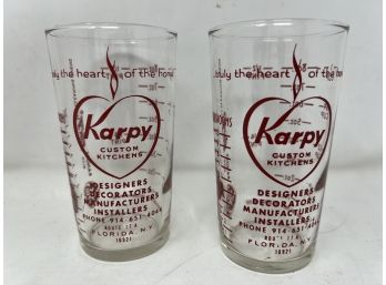 Pair Of Vintage Advertising Juice Glasses