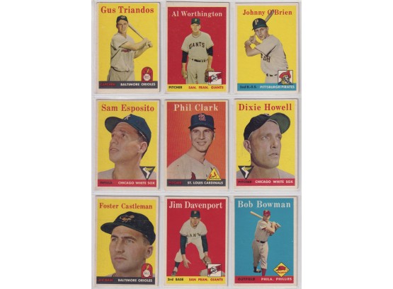 (9) 1958 Topps Baseball