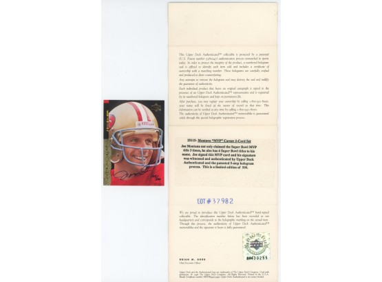 1995 Upper Deck #38BAE30255 Joe Montana Autographed #105/500 With Original Cardboard Case