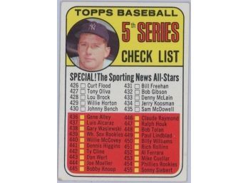 1969 Topps #412 5th Series Baseball Check List
