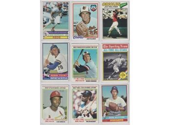 (9) 1970'S Topps Baseball Cards Stars & HOF Palmer Yount Brock Sutton Plus