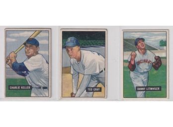 (3) 1951 Bowman Baseball Cards