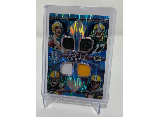 2015 Spectra Green Bay Packers Team Quad Game Used Relic Blue With Aaron Rodgers And Davante Adams
