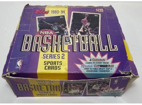 1993-94 Topps Basketball Jumbo Box With With 23 Out Of 24 Packs
