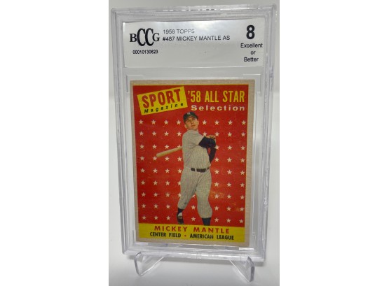 1958 Topps Mickey Mantle All Star BCCG Graded 8