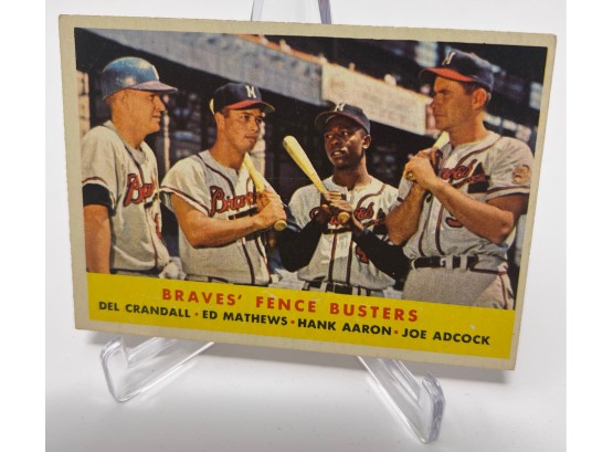 1958 Topps Brave's Fence Busters With Hank Aaron And Ed Matthews