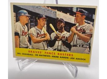 1958 Topps Brave's Fence Busters With Hank Aaron And Ed Matthews
