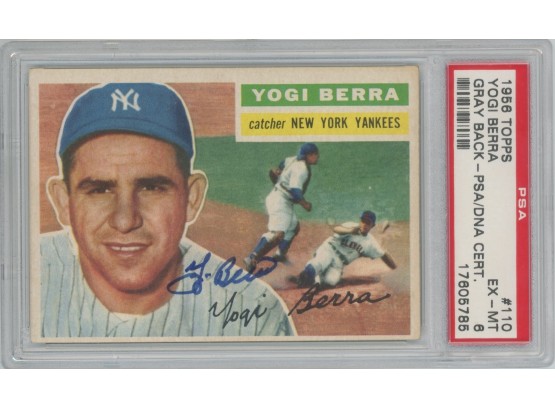 1956 Topps #110 Yogi Berra Gray Back - PSA Graded & Certified Autograph 6 EX-MT