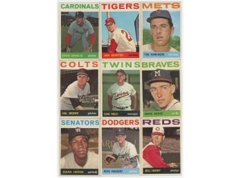 Lot Of (9) 1964 Topps Baseball Cards