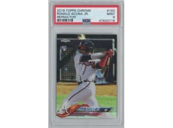 2018 Topps Chrome #193 Ronald Acuna Jr Rookie Refractor PSA Graded 9 MINT