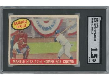 1959 Topps #461 Mantle Hits 42ND HR Baseball Thrills SGC Graded 1.5 FR