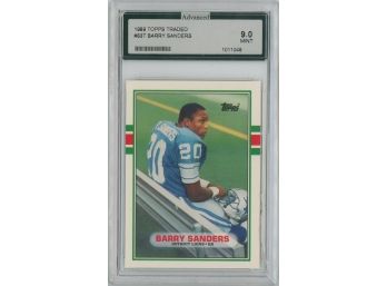 1989 Topps Traded Barry Sanders Rookie AGS 9