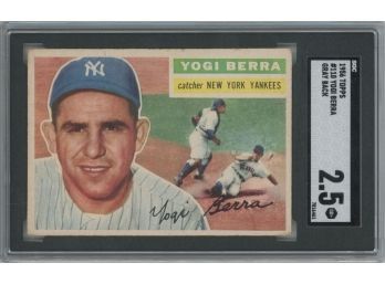 1956 Topps #110 Yogi Berra Gray Berra SGC Graded 2.5 GD