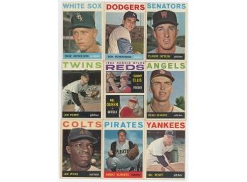 Lot Of (9) 1964 Topps Baseball Cards