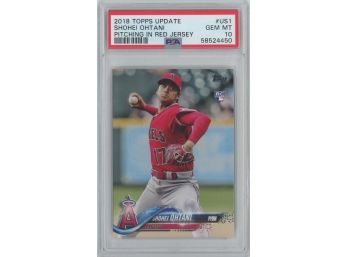 2018 Topps Update #US1 Shohei Ohtani Pitching In Red Rookie PSA Graded 10 GEM MINT