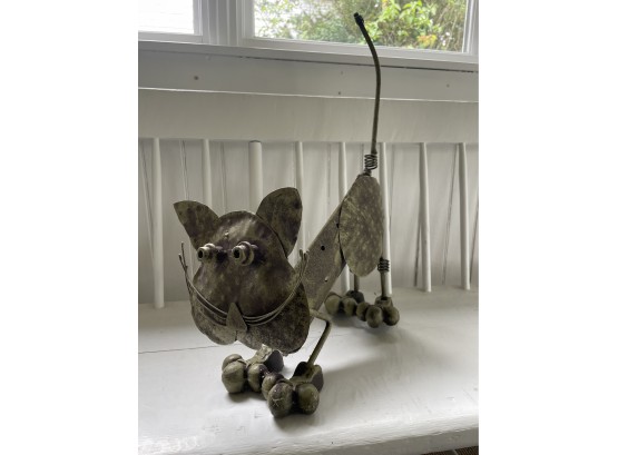 Folk Art Metal Cat Sculpture