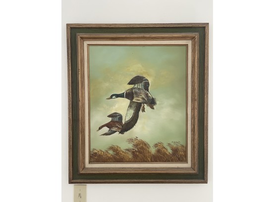 Vintage Duck Painting On Canvas
