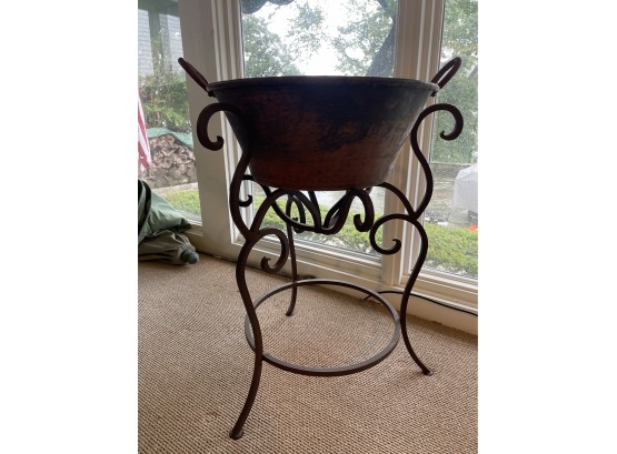 Wrought Iron And Copper Plant Stand Beautiful