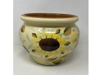 Italian Pottery Planter With Sunflower