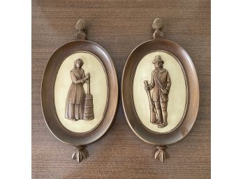 Pair Of Vintage Syroco Wood Wall Plaques
