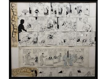 Original Martin Branner (1888-1970 NY, CT) Cartoon Strips Winnie Winkle & Looie Framed