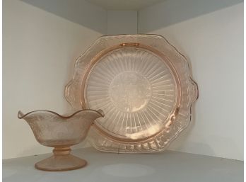 2 Pieces Of Pink Depression Glass