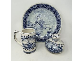 Lot Of 3 Pieces Of Delft China
