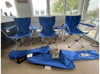 Trio Of Blue Travel Chairs