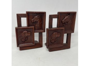 Mid Century Horse And Dog Themed Bookends