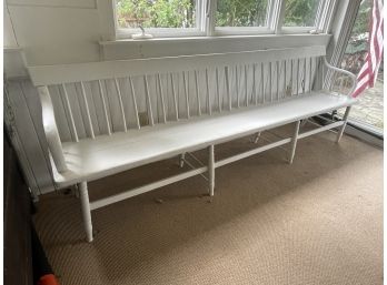 Antique Long Porch Bench Painted White