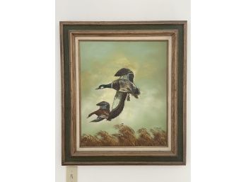 Vintage Duck Painting On Canvas