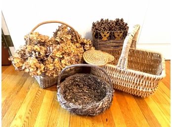 Collection Of Vintage Baskets With Pinecones!!! Fall Is Coming!!!