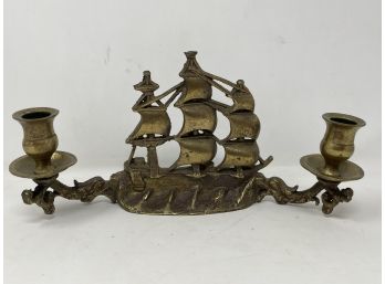 Brass Ship Candle Holder