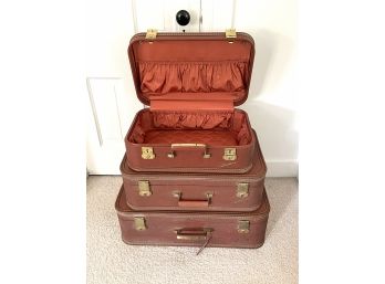 Collection Of Vintage Luggage By Star Line With One Original Box