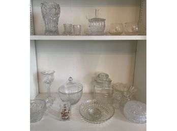 Large Lot Of Cut Glass Clear Glass And Crystal