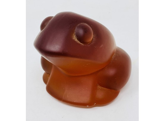 Amber Frosted Glass Frog Paperweight