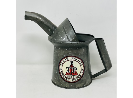 Texas Pacific Motor Oil Galvanized Metal Oil Can