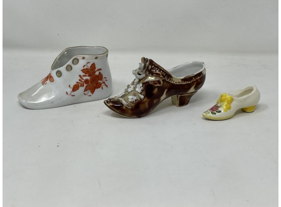 Trio Of Vintage Decorative Shoes - Single Marked Herend