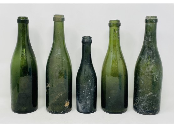 Vintage Green Glass Bottles
