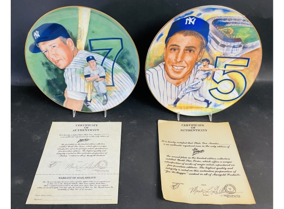 Vintage Collector Plates With COA Mantle And Dimaggio