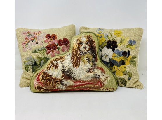 Trio Of Embroidered Throw Pillows