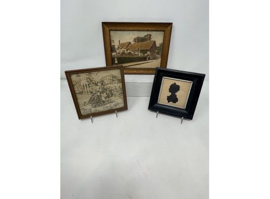 Collection Of Vintage Art Pieces Including A Silhouette