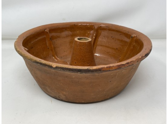 Antique Redware Bundt Pan As Pictured - Chips