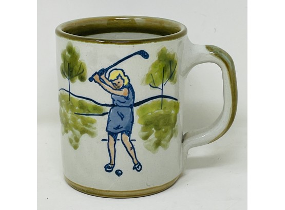 Vintage Louisville Stoneware Mug With Female Golfer