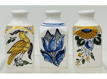 Collection Of Hand Painted Porcelain Bud Vases