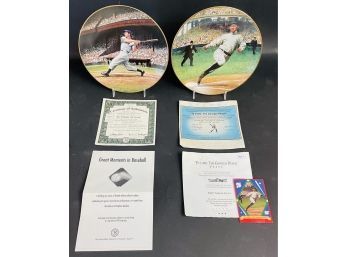 Vintage Collector Plates With COA Joe Dimaggio And Ty Cobb