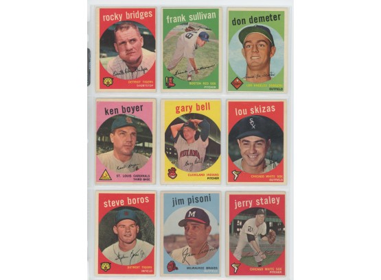 Lot Of (9) 1959 Topps Baseball Cards