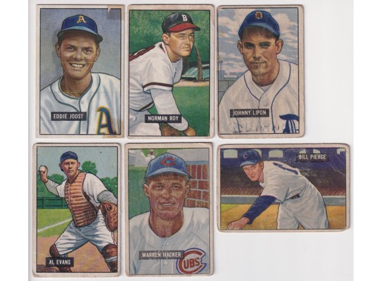Lot Of (6) 1951 Bowman Baseball Cards