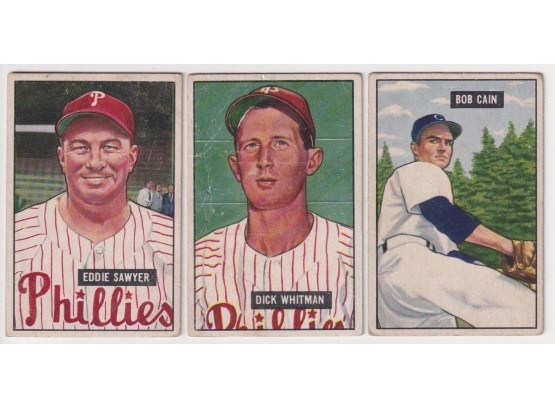 Lot Of (3) 1951 Bowman Baseball Cards