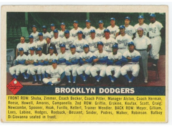 1956 Topps Brooklyn Dodgers Team Card